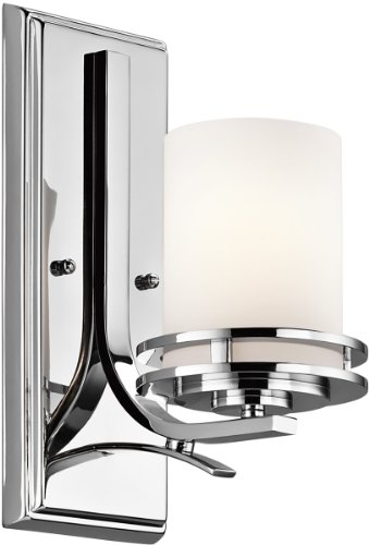 Image of Kichler Hendrik 12 inch 1 Light Wall Sconce with Satin Etched Cased Opal Chrome