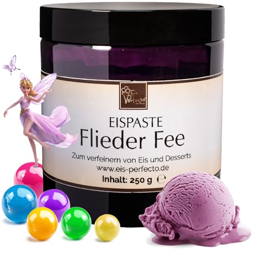 Flieder Fee Eispaste Aroma für Klein und Groß Eis Desserts Pralinen Zum Verfeinern von leckerem Eis Getränke Kuchen Kekse Tortencremes Eiscremes Inhalt 250 g