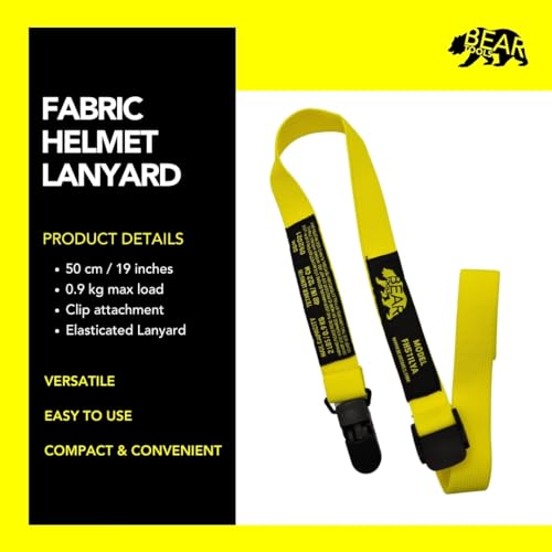 Image of BearTOOLS Yellow Fabric Helmet Lanyard Clip Dual Attachment 50cm /19 Inches Universal Fit, For all Hard Hats, Max Load 0.9KG 50CM (2)