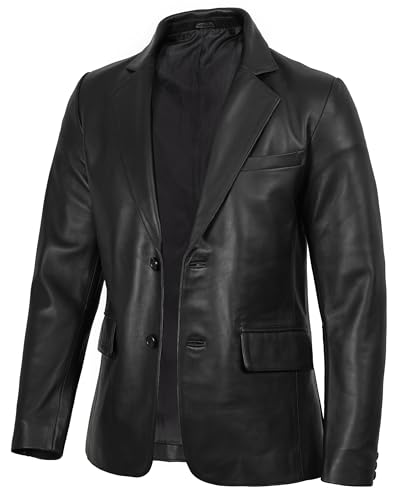 Blingsoul Real Lambskin Mens Leather Blazer - Casual 2 Buttons Leather Jacket for Men