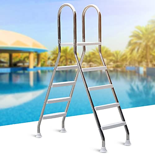 Escalera para piscina de acero inoxidable 4 peldaños 73 in miniatura 1