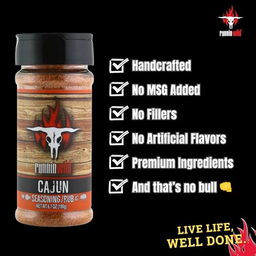 Image of Gourmet Cajun Seasoning | No Artificial Flavors, No MSG added | Premium Cajun Rub for Chicken, Fish, Shrimp and Pork | Runnin Wild Foods, 6.7 ounces