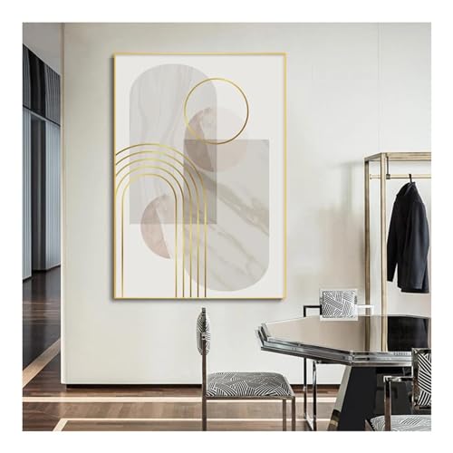 Marbre géométrique doré en image murale pour sublimer la décoration d'un salon moderne