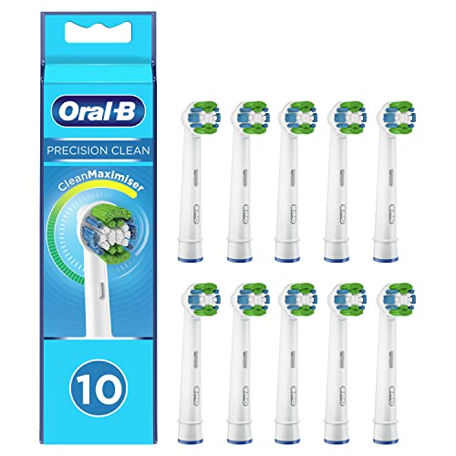 Oral B Precision Clean Recambios Cepillo De Dientes Eléctrico, Cabezales Con Tecnología Clean Maximaiser, Originales, color Blanco   Pack de 10