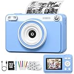 Macchina Fotografica Bambini Istantanea, 2.4" Schermo Fotocamera Istantanea con 32GB Scheda, 1080P Fotocamera Digital per Bambini, Giocattolo Regalo per Bambino da 3-14 Anni