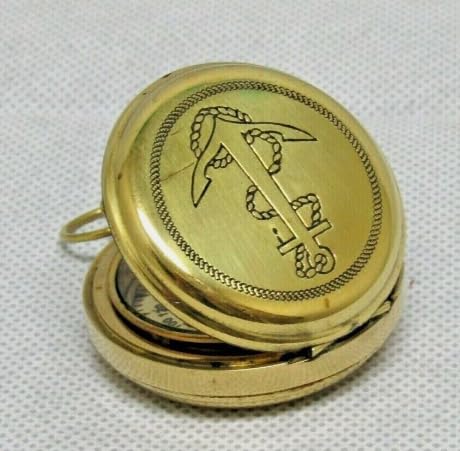 Brújula de Bolsillo Náutica de Latón con Grabado de Ancla miniatura 3