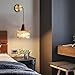 Wall Light Walnut Wood Wall Sconce Retro Indoor Mounted Light Glass Lamp Shade Wooden Lighting Fixture Bedroom Bedside Brass Lamps with Hanging(Animal Horse)
