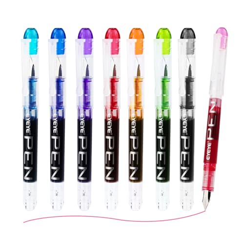 EYEYE Disposable Fountain Pens, 8 Pack Multicolor Fine...
