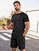 Babioboa Mens Co ords set Short Sets 2 Piece Outfits Fashion Summer Tracksuits Casual Set up T Shirt and Short(Black,L)