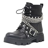 botas tachuelas y hebillas Aspecto elegante: el hermoso diseño de personalidades de la cadena con detalles tachonados añade el toque chic y elegante que atrae las miradas de la multitud.