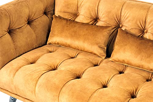 Vintage Line Clubsofa Woodbrook 3-Sitzer Velvet-Brown samt Loungesofa Couch Sofa – Bild 7