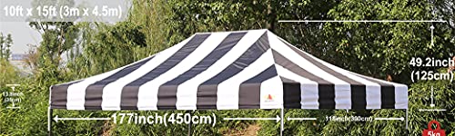 Image of ABCCANOPY Replacement Canopy Top for Pop Up Canopy Tent 10x15 Black Stripe