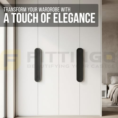 Image of VEZEL Aluminium Cabinet Handle /Wardrobe Handle, Knobs for Cabinets Handle - Modern Cabinet Pull for Wardrobe, Drawer & Cabinets Furniture, (Silk Black) 96mm - Pack of 4-| 3 Years Warranty |