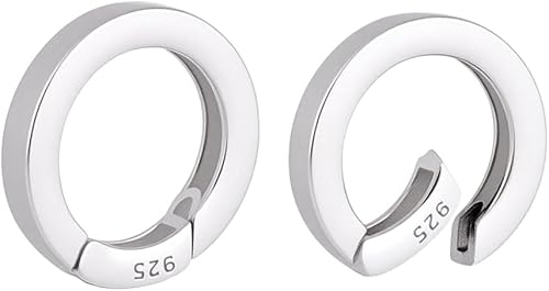 PH PandaHall Anillo de plata de ley 925 para puerta de resorte, 2 piezas, collar redondo, mejoradores, anillos de conexión de joyería, cierres de