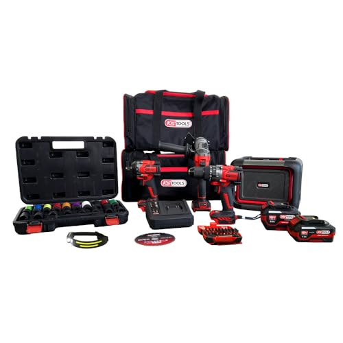 KS Tools - 515.4731F-A1 - Pack perceuse, meuleuse, mini clé à chocs et accessoires - outillage électroportatif sans fil
