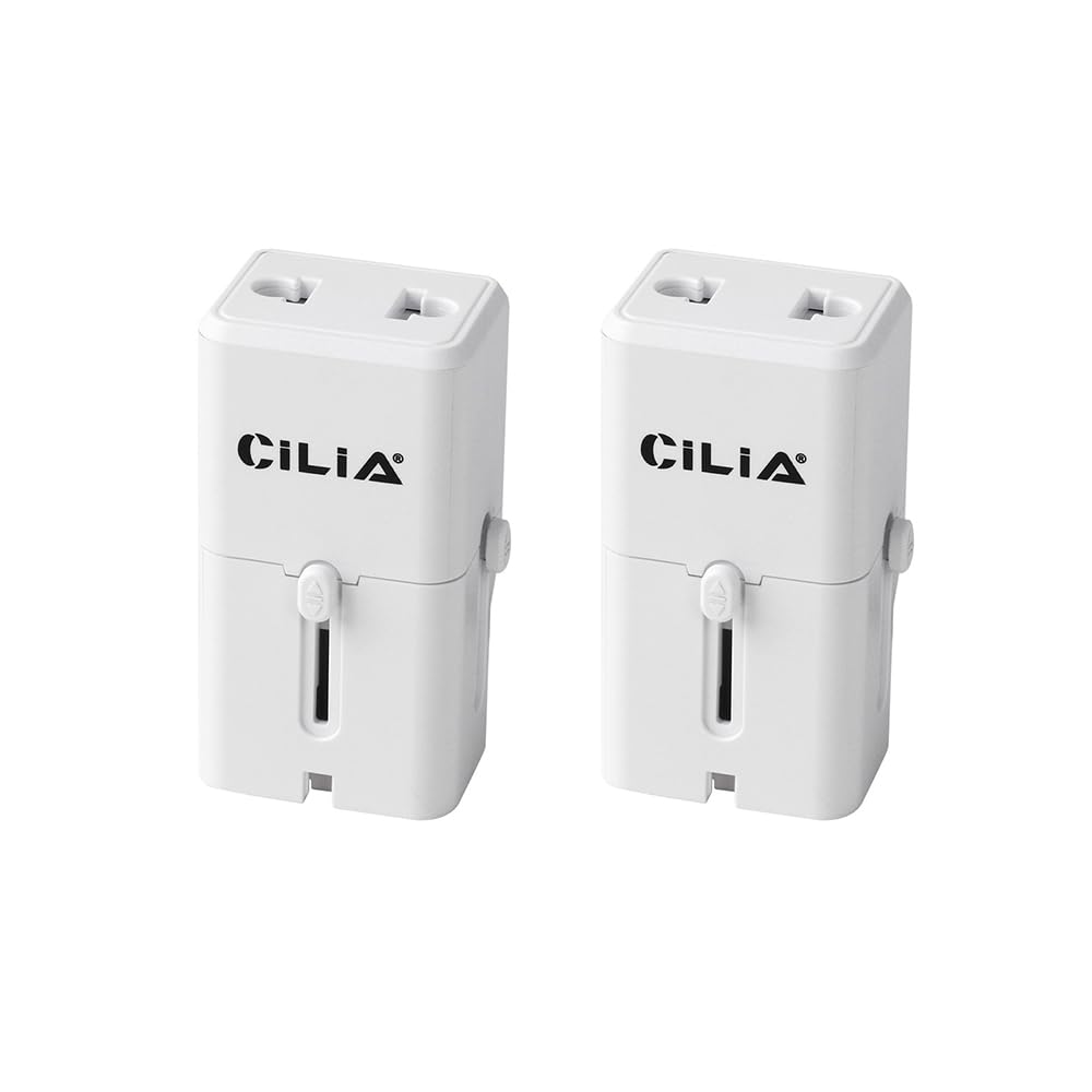 CILIA Adattatore Universale da Viaggio Presa Internazionale 150+ Paesi Spine US/UK/EU/AUS Compatto Bianco 2PCS