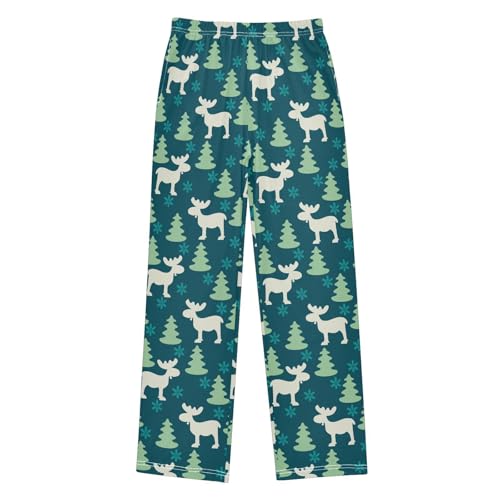 Moose Tree Snowflake Boys Long Pants Soft Trousers Elastic Waist Kids Lounge Bottoms with Pockets S-XL