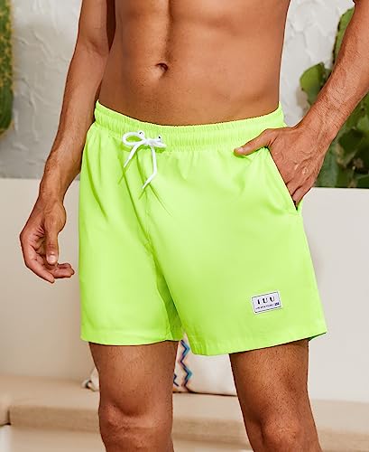 Mens Swim Trunks with Compression Liner Quick Dry Board Shorts 3.5'' Bathing Suits with Zipper Pockets3