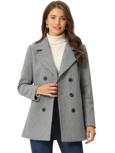 Image of Allegra K Women's Winter Coats Lapel Outerwear Double Breasted Pea Coat