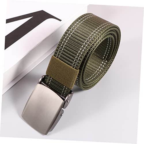 PartyKindom 1Pc Adjustable Lightweight Waist Belt for Men Breathable Durable Green Canvas Webbing for Outdoor Training and Casual Wear2