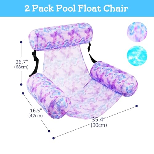 Inflatable Pool Float Chair - 2 Pack Pool Floats Adult Heavy Duty, Water Floating Lounge Chairs, Blow up Floaties Adults for Summer Fun Party Lake Beach by Happy Aplenty - Used condition - Image 8