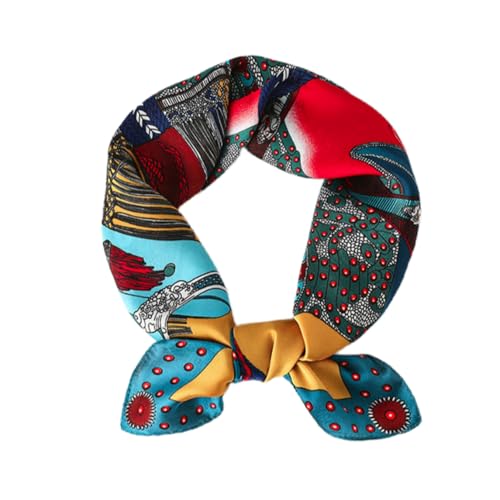 Wander Agio Hair Tie Silk Like Neck Scarf Womens Printing Small Scarves Pattern Square Headscarf Silky Hair Band