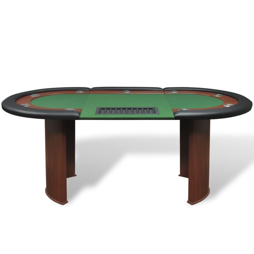 Home-Tables, tavolo da poker e giochi, tavolo da poker per 10 giocatori con area dealer e vassoio per fiches, verde