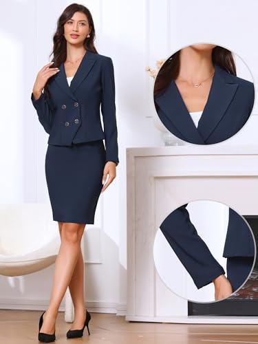 Blazer bureau revers cranté et jupe crayon ensemble 2 pièces