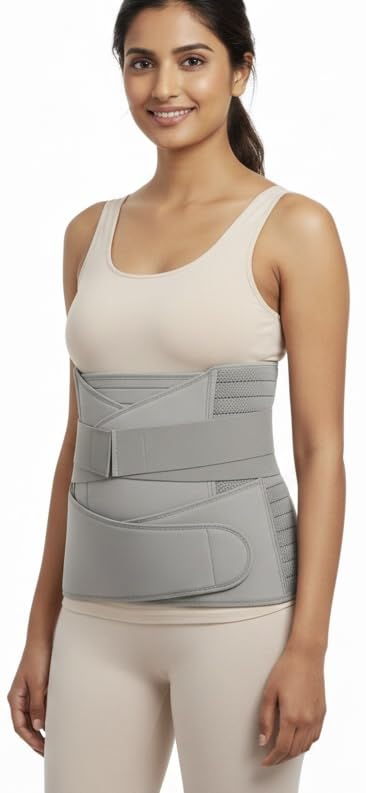 3-in-1 Post Pregnancy Abdominal Belt for Women – C-Section Abdomen Belt & Belly Wrap for After Delivery Recovery – Adjustable Postpartum Belt, Maternity Belt for Waist, Pelvis & Tummy Support (Free Size) (GREY)