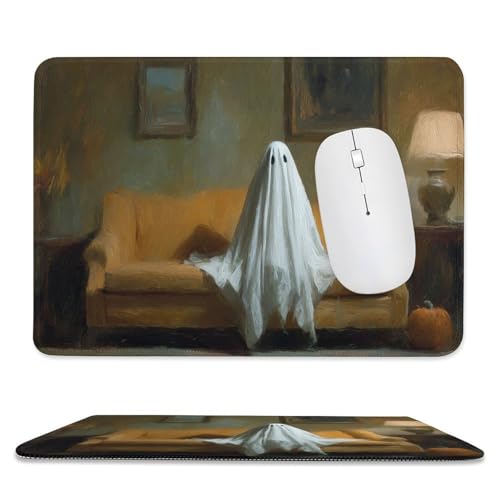 Cute Ghost Sitting on Vintage Sofa Mouse Pad,...