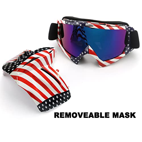 Motorcycle Goggles Atv Goggles Dirt Bike Goggles With Detachable Mask Motocross Goggles Riding Goggles With Face Shield Anti-Uv Mx Offroad Dust Goggles Otg For Adults Women Youth #TOP1