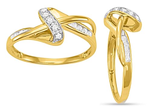 1/5 cttw White Diamonds Twisted Top Shank Promise Ring Crafted in 10KT Yellow Gold Real Diamond Ring for Women4