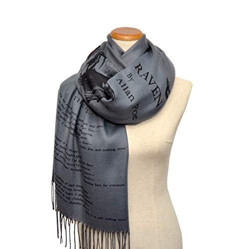 The Raven By Edgar Allan Poe Shawl Scarf Wrap (Bluish Gray) #TOP6