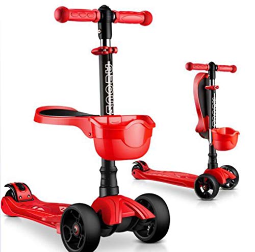 Pixier Scooter A Pedale Con Sedile Pieghevole Fantastico Scooter 2 In 1 Per Bambini E Ragazzi Ragazze O Ragazzi - Altezza Regolabile Con Ponte Extra Largo Pu Ruote Lampeggianti