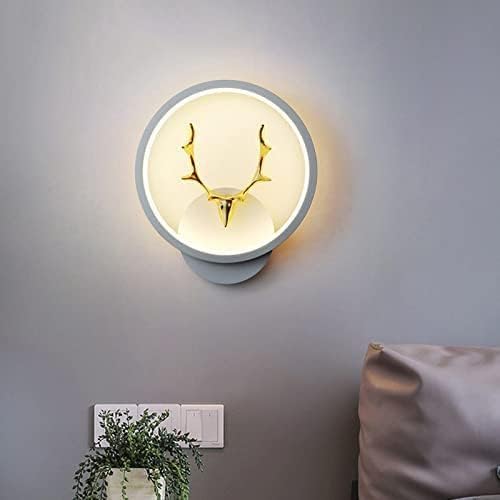 Image of Home Decore Led Fancy Wall Light,Night Lamp,Decorative Lamp,Wall Hanging Lights for Bedroom,Living Room,Color(Warm White+Natural White+Cold White).(white Round Deer Head)(Pack of 2)