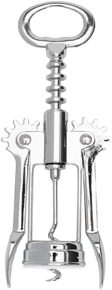 Saca-Rolha de Dupla Alavanca em Liga de Zinco, Resistente e Durável, Uso Doméstico e Profissional, 6,5cm x 3,5cm x 17cm