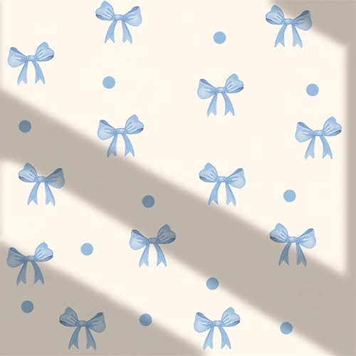 6 hojas de vinilos decorativos azules con lazo para pared miniatura 6