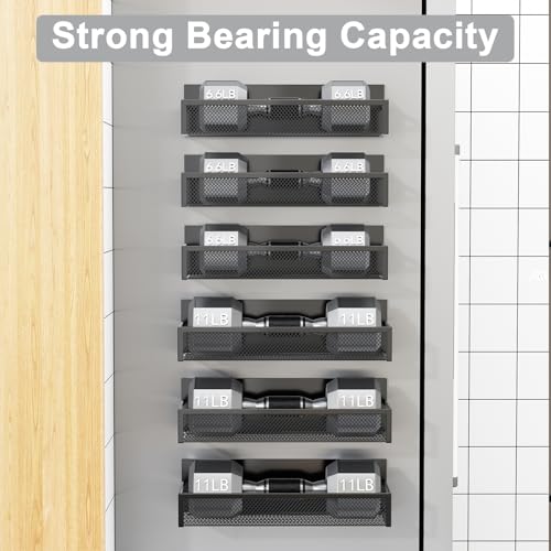 Image of Aufworld Magnetic Spice Rack for Refrigerator, 6 Pack Magnetic Shelf, Fridge Magnet Organizer with Moveable 12 Hooks, Magnetic Fridge Shelf for Kitchen Organization and Storage (6 Pack)