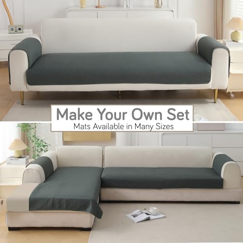 Image of HOKIPO Polyester Quilted Sofa Cover Mats For 1 /2 /3 Seater Sofa And L Shape. Make Your Own Sofa Cover Set, Mat Length 90(D) X 120(L) Cm, Grey (NEW-720-GRY)