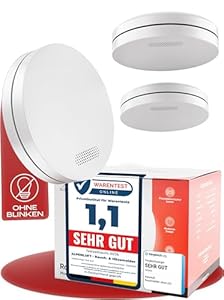 ALPENLUFT Rauchmelder 10 Jahre Batterie, Feuermelder Flach, Rauchwarnmelder, Brandmelder, | Ohne Bohren, Ohne LED Blinken - Rauch Brandschutz Brandmeldeanlage 3er Set
