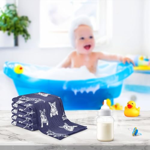 Image of vvfelixl Baby Muslin Washcloths Blue Heeler Dog Baby Burp Cloths Cotton Babys Face Towel for Infants Soft 11.8 X 11.8 in, 3 Pack