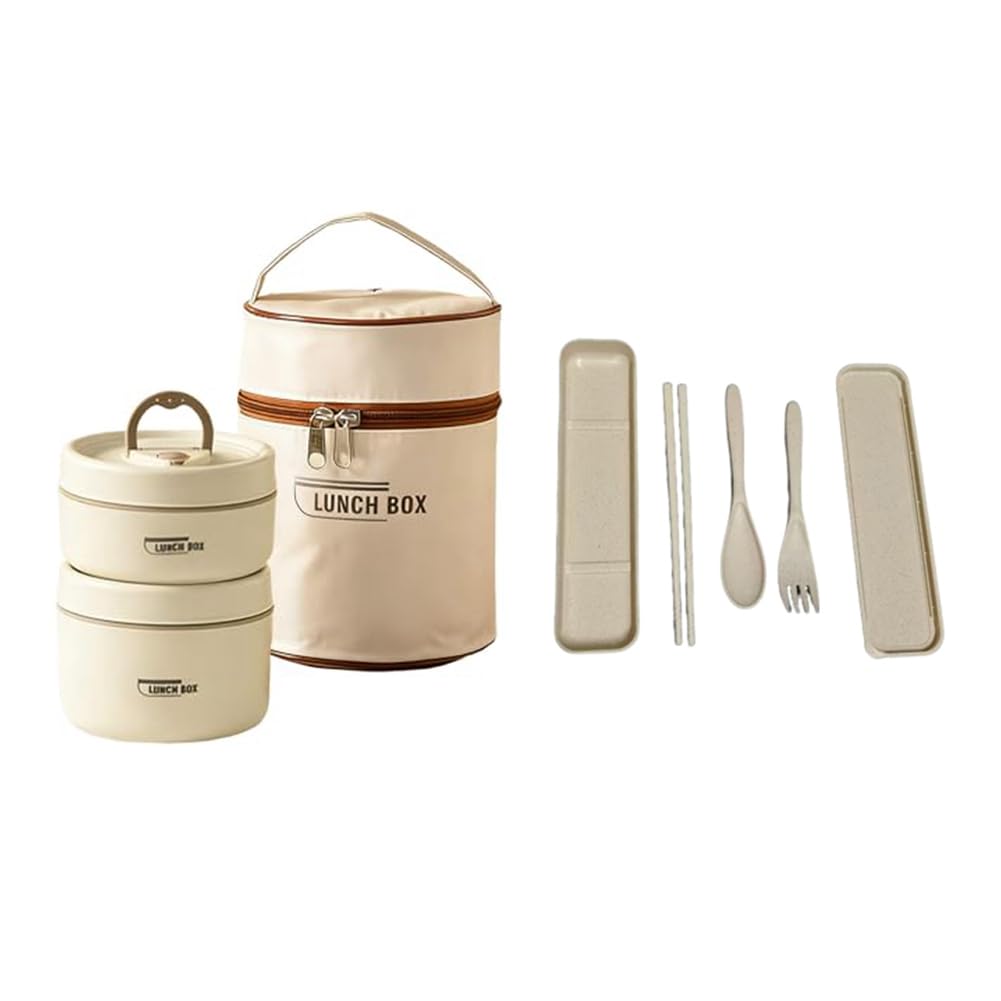 IJSDNVJNDX Stainless Steel Bento Box with 2 Tier Insulated-Lunch Container Set, Stackable Design& Insulated Lunch Bag Included