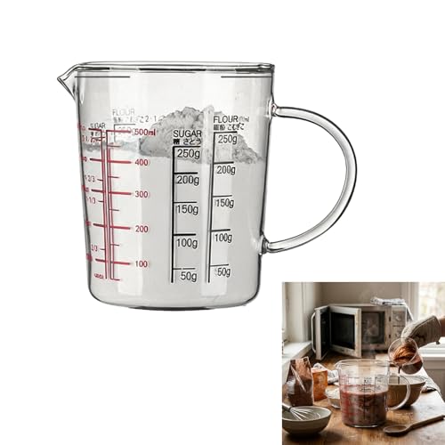 Taza medidora de vidrio de borosilicato apta para microondas con marcas de medición transparentes 3