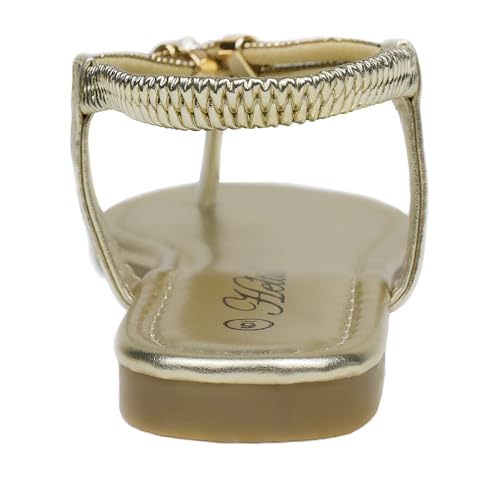 Women's Rhinestone Thong Flat Sandals Elastic Ankle Strap Bohemian Dressy Sandals for Women4