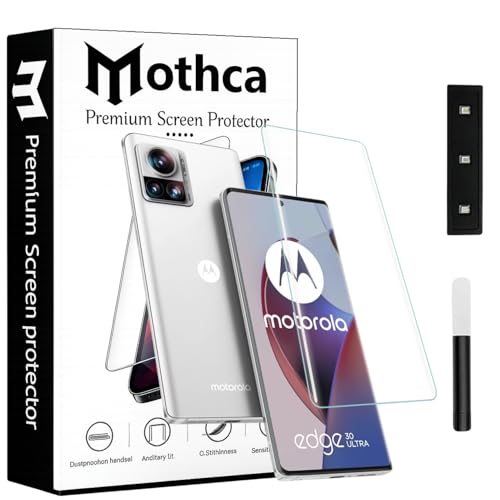 Image of Mothca Curved UV Tempered Glass Screen Protector for Moto Edge 30 Ultra | Transparent | Pack of 1 | Full Screen Coverage with UV Installation Kit