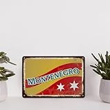 Montenegro-Flagge, 20,3 x 30,5 cm, Vintage-Schild, Retro-Schild, lustiges Metallschild, Montenegro-Schild für Zuhause, Küche, Bad, Bauernhof, Garten, Garage, Dekoration
