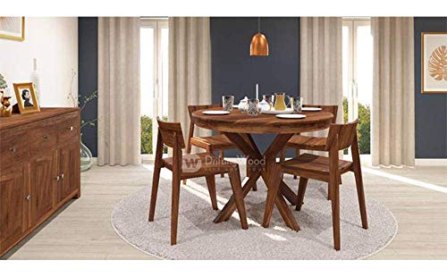 Image of DRIFTINGWOOD Wooden Liana Gordon Dining Table 4 Seater | Dinning Room Table with 4 Chairs | Sheesham Wood, Natural Brown