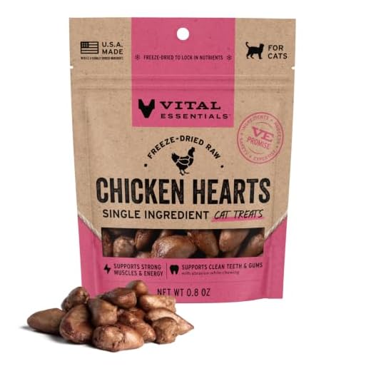 Vital Essentials Freeze Dried Raw Chicken Hearts Cat Treats, 0.8 oz Bag