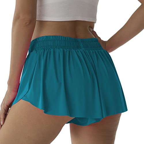 Image of Flowy Athletic Shorts for Women Running Tennis Butterfly Shorts Girls 2-in-1 Double Layer Quick-Drying Comfy Shorts