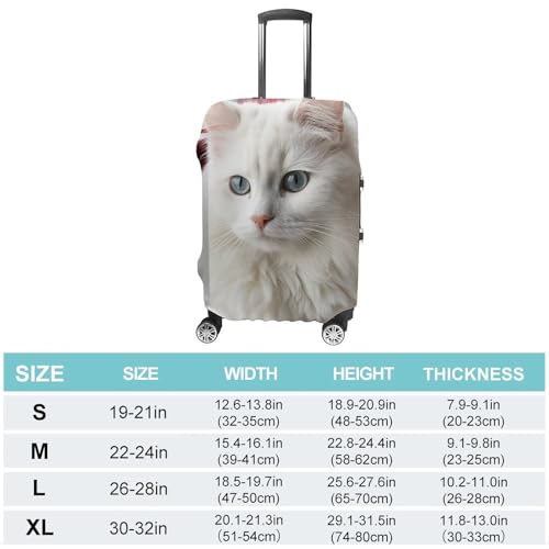 Carry on Luggage Cover Cute White Cat Suitcase Covers for Luggages Tsa Approved Travel Luggage Sleeve Protector Elastic Suitcase Protector Anti-Scratch Washable Fits 19-30 Inch Case -L2